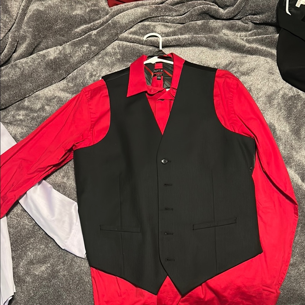 Alfani Black and Red Vest Tailored Fit